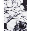 T-shirt Décontracté à Imprimé Fleur Papillon de Grande Taille à Col Oblique - Noir 4XL