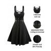Punk Gothic Dress Lace Up D-ring Eyelet Straps A Line Dress Sleeveless High Waist Dress - BLACK XXL