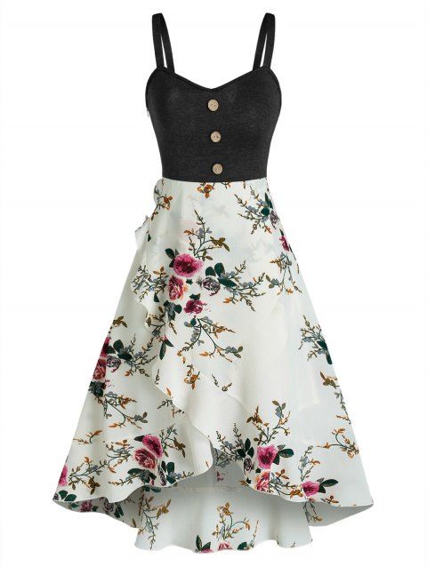 Floral Pattern Flounce Fit And Flare Dress