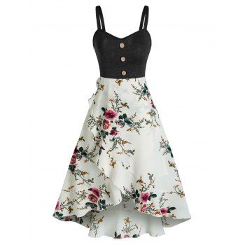 

Floral Pattern Flounce Fit And Flare Dress, Multicolor