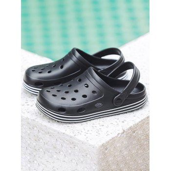 

Hole Sandals Solid Color Outdoor Convertible Shoes, Black