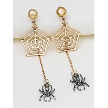 Fashion Women Gothic Drop Earrings Spider Hollow Out Web Halloween Earrings Jewelry Online Golden