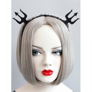 

Halloween Devil Fork Ruffled Lace Punk Party Gothic Hairband, Black