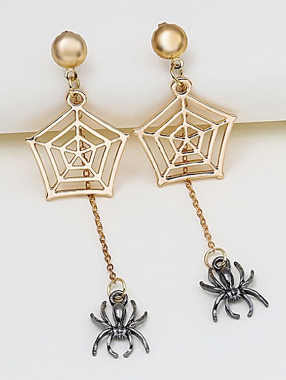 Boucles D'Oreilles D'Halloween Gothique Toile D'Araignée Evidées - d'or 
