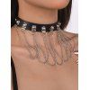 Collier Ras-du-Cou D'Halloween Gothique Embelli de Chaîne en Cuir - Noir 