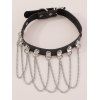 Gothic Choker Leather Chain Embellishment Necklace - BLACK 