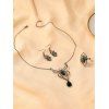 3 Pcs Gothic Set Faux Gem Spider Necklace Ring and Drop Earrings Halloween Set - BLACK 