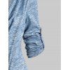 Colorblock Space Dye Print Asymmetric T Shirt Cowl Collar Pointed Hem Roll Up Sleeve T-shirt Lace Ruffled Casaul Tee - LIGHT BLUE XXXL