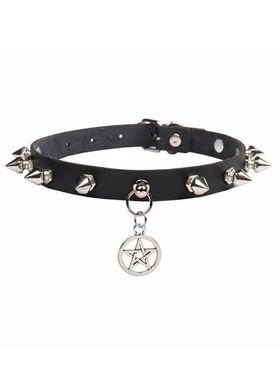 Rivets Hollow Out Star Faux Leather Punk Gothic Necklace