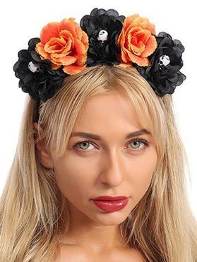 Halloween Hairband Colored Flower Skull Embellishment Gothic Hairband