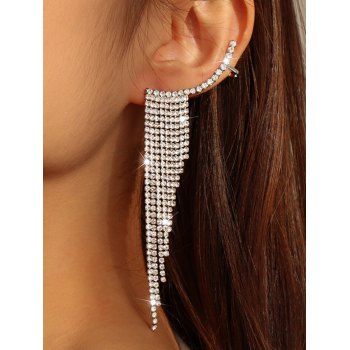 

Rhinestone Drop Earrings Tassel Earrings Elegance Earrings, Silver