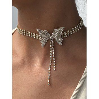 Elegance Choker Rhinestone Butterfly Necklace