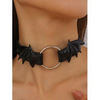 Gothic Choker Bat O Ring Faux Leather Necklace