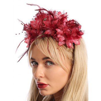 

Flower Feather Skull Gothic Hairband, Red