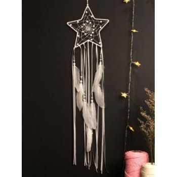 

Home Decor Feather Tassel Star Shape Dreamcatcher, White