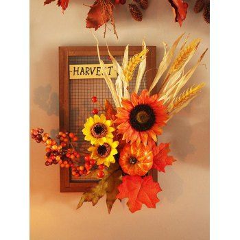 

Leaf Sunflower Pumpkin Wheat Fruit Halloween Photo Frame, Multicolor