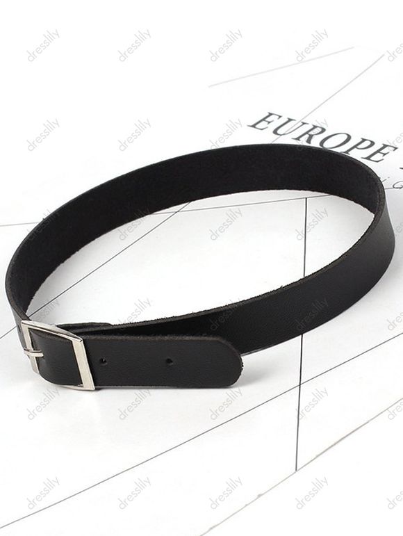 Collier Ras-du-Cou D'Halloween Gothique Réglable Bouclé en Faux Cuir - Noir 