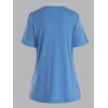 Contrast Colorblock Faux Twinset T Shirt Lace Insert Tied Front Short Sleeve Casual Tee - BLUE M