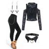 Halloween Gothic Outfit For Lace Two Piece Top Pants Choker And Earrings - BLACK S