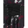 Halloween Dress Skull Rose Spider Web Lace Overlap Handkerchief Dress O Ring Halter Lace Up Gothic Dress - BLACK XXL