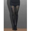 Sheer Pantyhose Hollow Out Flower Printed Solid Color Long Stocking - BLACK ONE SIZE