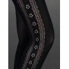 Sheer Pantyhose Hollow Out Flower Printed Solid Color Long Stocking - BLACK ONE SIZE