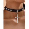 Faux Leather Cross Rivets Punk Gothic Choker Necklace - RED 