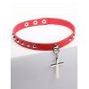 Faux Leather Cross Rivets Punk Gothic Choker Necklace - RED 
