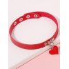 Gothic Choker Heart Pendant Faux Leather Necklace - RED 