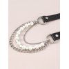 Gothic Necklace Layered Necklace Faux Pearl Leather Chain Necklace - SILVER 