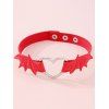 Gothic Choker Bat O Ring Faux Leather Necklace - RED 