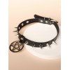 Hollow Out Star Round Shape Rivets Gothic Punk PU Choker Necklace