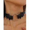 Gothic Choker Bat O Ring Faux Leather Necklace - RED 
