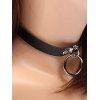 Faux Leather Choker O Ring Adjustable Gothic Necklace - BLACK 