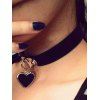 Gothic Choker Heart Pendant Faux Leather Necklace - RED 
