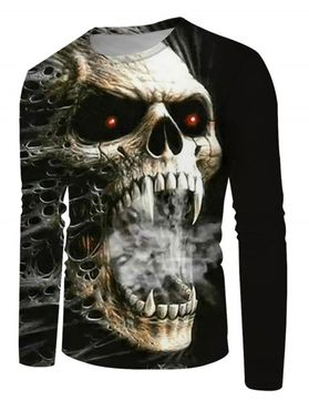 Halloween T Shirt Skull 3D Print Casual T Shirt Long Sleeve Round Neck Tee