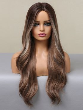 Highlight Wavy 26 Inch Long Middle Part Synthetic Wig