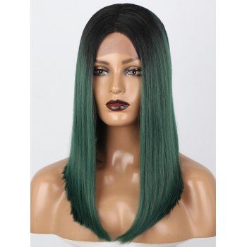 

Medium Middle Part Ombre Straight Heat Resistant Synthetic Lace Front Wig, Multicolor a