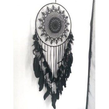 

Hanging Home Decoration Feather Beaded Indian Dreamcatcher, Black