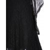 Robe Gothique Haute Basse Epaule Dénudée Fleur Transparente à Manches à Lacets - Noir XXXL
