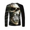 T-shirt Décontracté D'Halloween à Imprimé 3D Crâne à Manches Longues à Col Rond - multicolor S