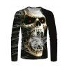 T-shirt Décontracté D'Halloween à Imprimé 3D Crâne à Manches Longues à Col Rond - multicolor S