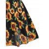 Plus Size & Curve Dress Sunflower Dress Plunge High Waisted Maxi High Low Vacation Dress - BLACK 5X