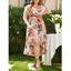 Plus Size & Curve Dress Leaf Floral Dress Ruffle Slit Belted Asymmetrical Hem Maxi Summer Dress - LIGHT PINK 4X