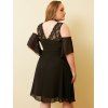 Plus Size Dress Cold Shoulder Lace Insert A Line Dress Crossover Casual Curve Dress - BLACK 1X