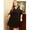 Plus Size Dress Cold Shoulder Lace Insert A Line Dress Crossover Casual Curve Dress - BLACK 1X