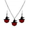 Halloween Pumpkin With Hat Smiling Face Pattern Necklace and Drop Earrings Gothic Set