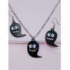 Halloween Cartoon Ghost Pattern Necklace and Drop Earrings Gothic Set - BLACK 