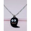 Halloween Cartoon Ghost Pattern Necklace and Drop Earrings Gothic Set - BLACK 