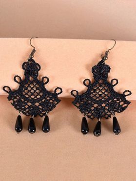Gothic Drop Earrings Hollow Out Lace Beads Ethnic Earrings